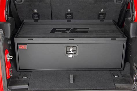 rough rider rear metal storage box jeep|jeep jl rear storage.